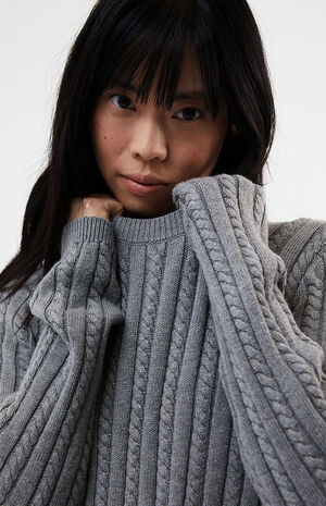 Wren Cropped Cable Knit Sweater image number 3