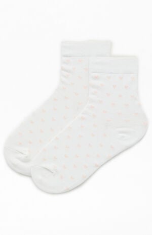White & Pink Heart Socks image number 1
