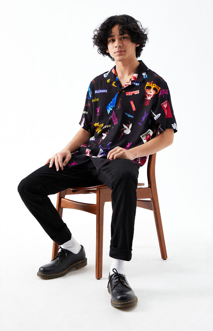 x Playboy Collage Short Sleeve Button Up Shirt