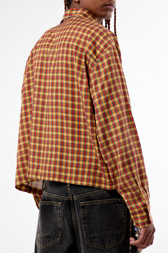 Pacsun Rains Orange Plaid Long Sleeve Shirt