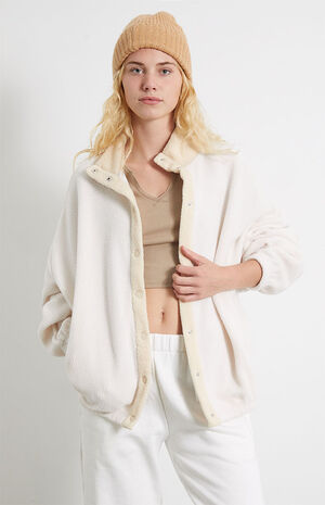 Cozy Snap Mock Neck Sherpa Fleece Shacket image number 2