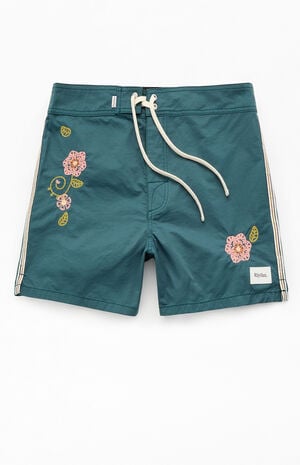 Slate Blue Heritage Flower 7" Boardshorts