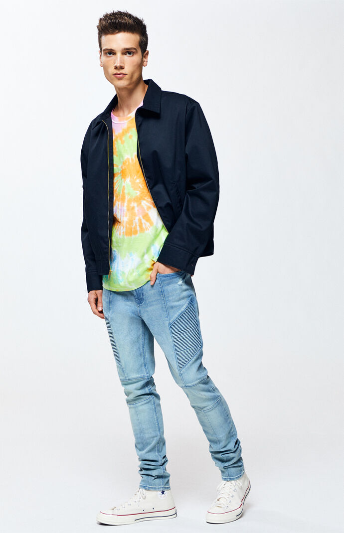 PacSun Medium Moto Stacked Skinny Jeans PacSun