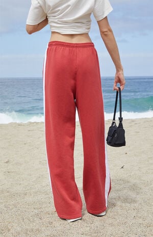 John Galt Red & White Anastasia Side Stripe Baggy Sweatpants | PacSun