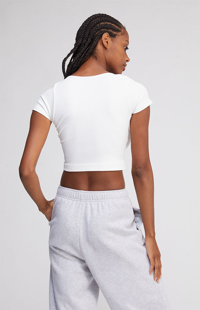 White short sleeve crop top store