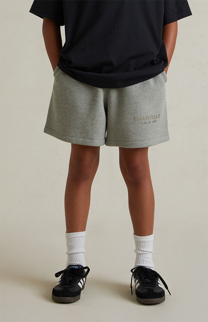Fear of God ESSENTIALS Kids Concrete Heather Fleece Soccer Sweat Shorts