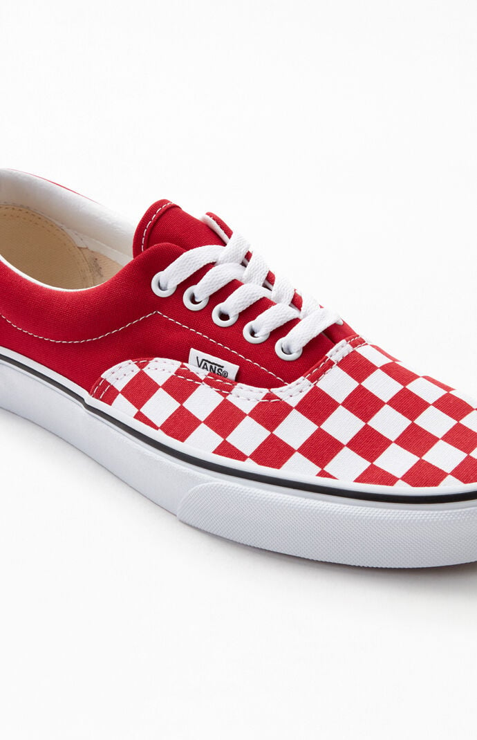 red and white checkered vans lace up