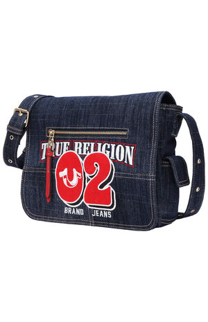 Varsity Logo Dark Denim Messenger Bag image number 3