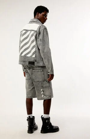 Black Baggy Carpenter Denim Shorts image number 1