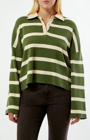 Striped Rugby Polo Knit Sweater image number 2