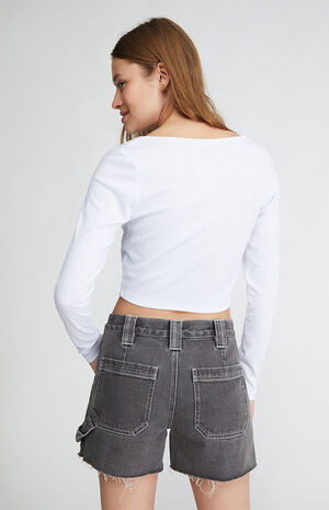 Black Cutoff Carpenter Shorts image number 4