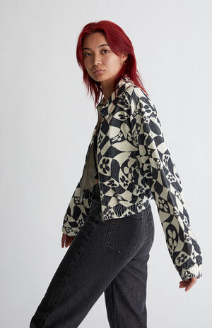 Warped Floral Cropped Jacket image number 3