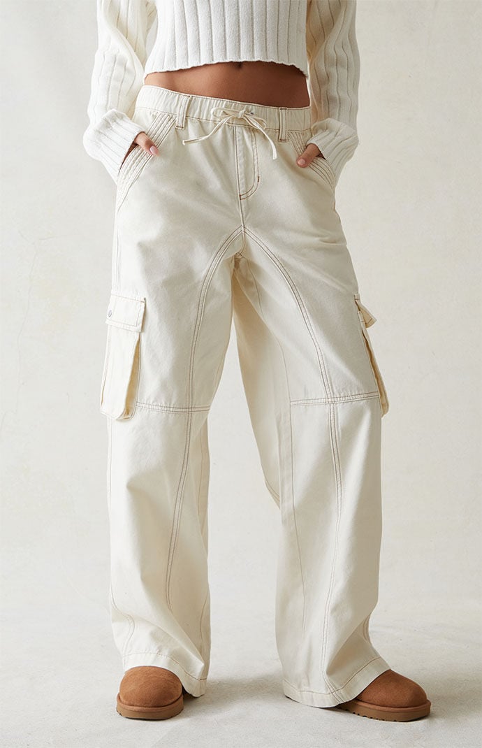 PacSun Bone Drawstring Waist Baggy Cargo Pants PacSun