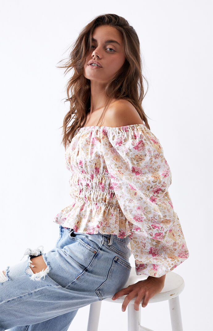 Off-The-Shoulder Smocked Blouse