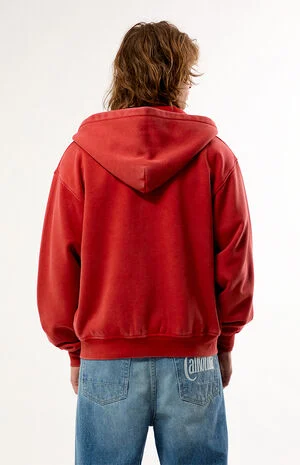 Red Snow Wash Full Zip Hoodie image number 4