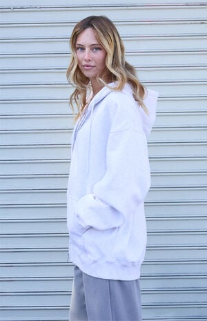 Melange Christy Zip Up Oversized Hoodie image number 2