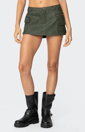 Faux Leather Cargo Micro Skort image number 2