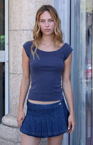 Blue Ginny Off-The-Shoulder Top image number 1