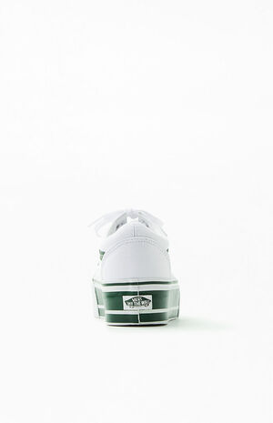 White & Green Old Skool Stackform Sneakers image number 3