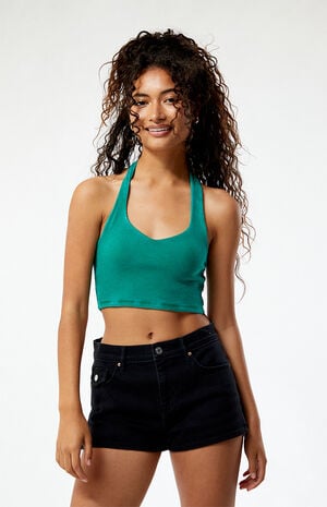 Vintage Wash Ribbed Halter Top