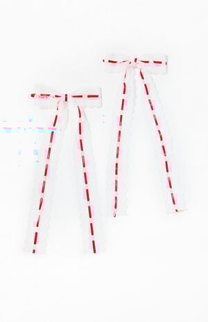 2 Pack Aria Lace Bow Barrettes image number 1