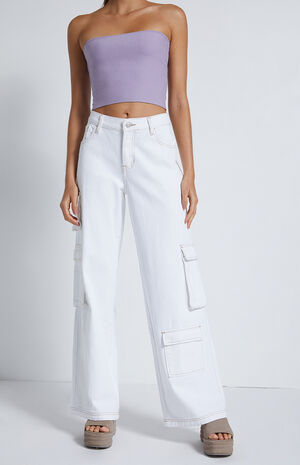 White Baggy Cargo Pants image number 2