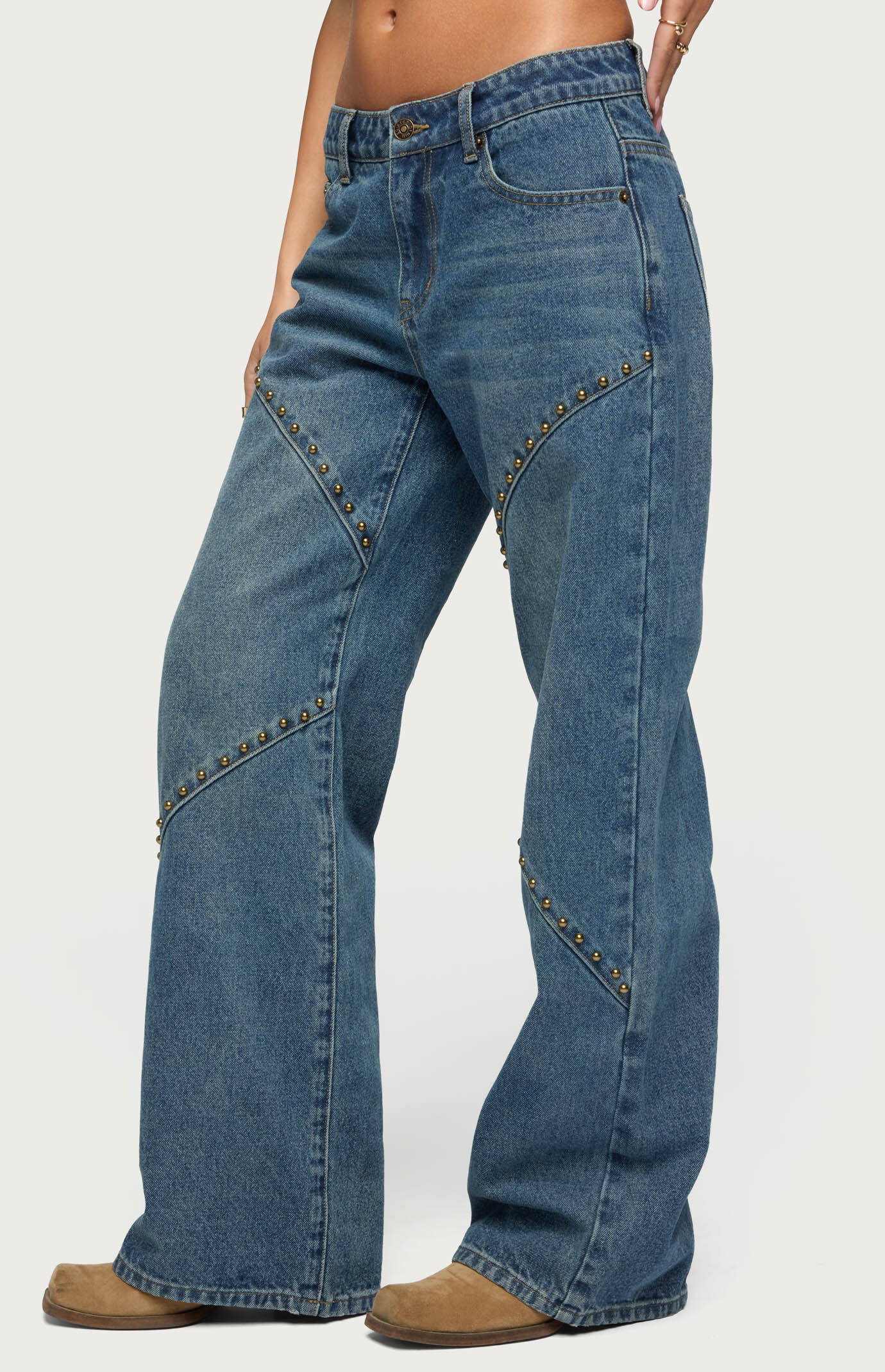 Edikted Charla Stud Low Rise Baggy Jeans