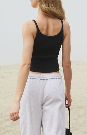Black Beyonca Cropped Tank Top image number 4