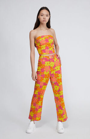 Floral High Waisted Jeans image number 4