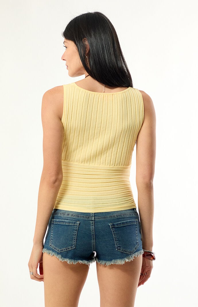 Edikted Beah Ribbed Knit V-Neck Top