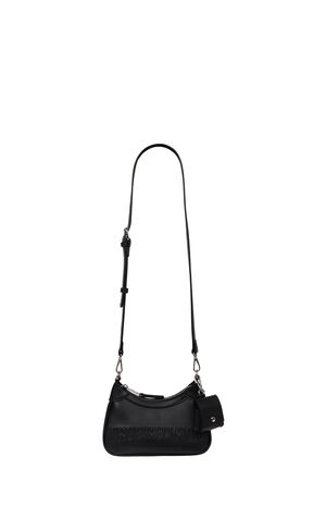 Black Trapunto Logo Zip Top Hobo Bag image number 10
