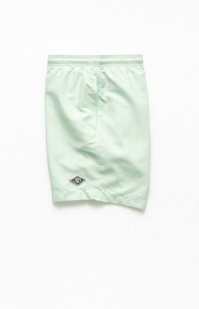 Mint Pinstripe 17" Swim Trunks