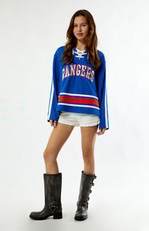 x NHL New York Rangers Long Sleeve Hockey Jersey image number 4