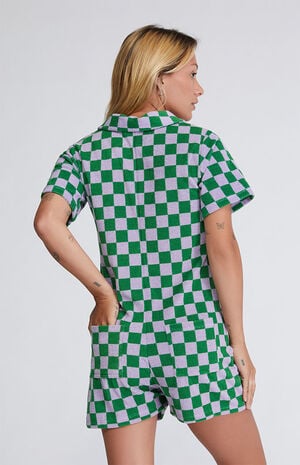 Green & Purple Checkerboard Romper image number 3