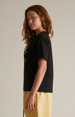 Women's Black Tri-Blend Crew Neck T-Shirt image number 3