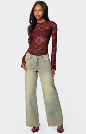 Colette Sheer Lace Bodysuit image number 2