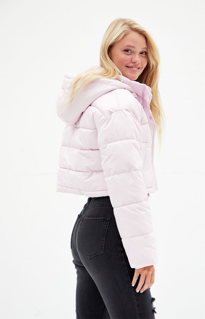 pink soda sport fur hood padded jacket