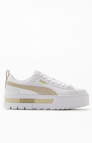 Women's Cream Mayze Leather Sneakers image number 2