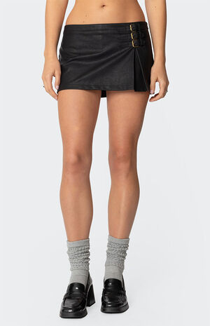 Triple Belt Faux Leather Mini Skort image number 2