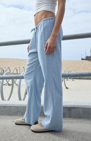 Light Blue Plaid Anastasia Baggy Sweatpants image number 3