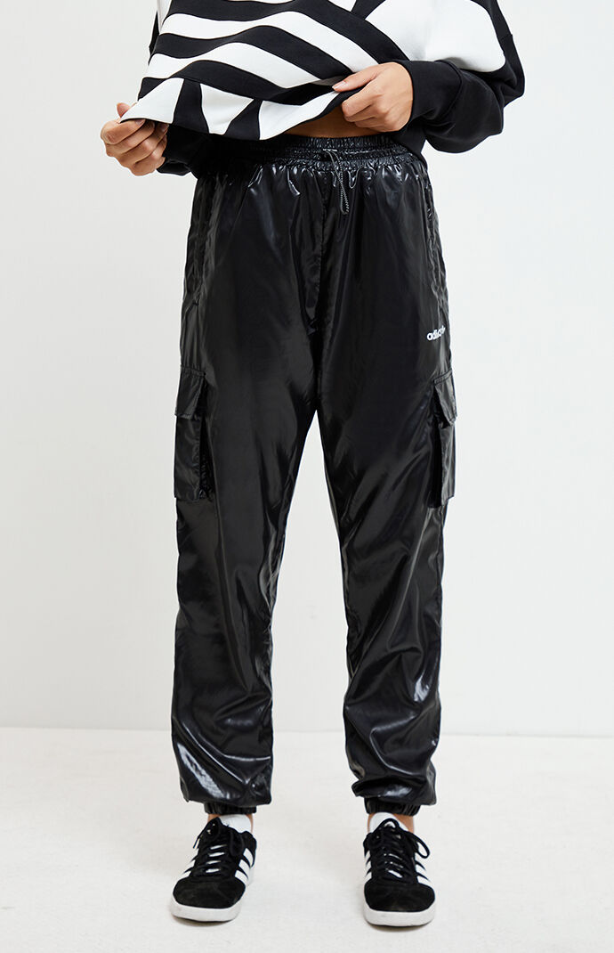 adidas Shiny Black Windbreaker Pants 