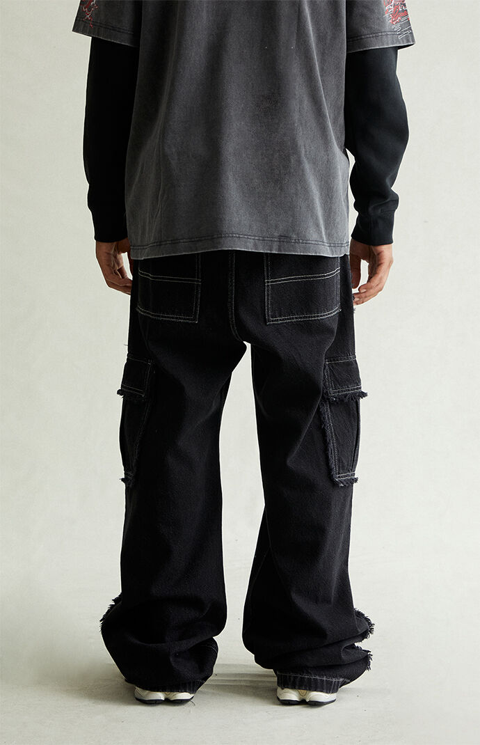 Pacsun Blake Extreme Baggy Jeans Cargo Frayed Black | Pacsun