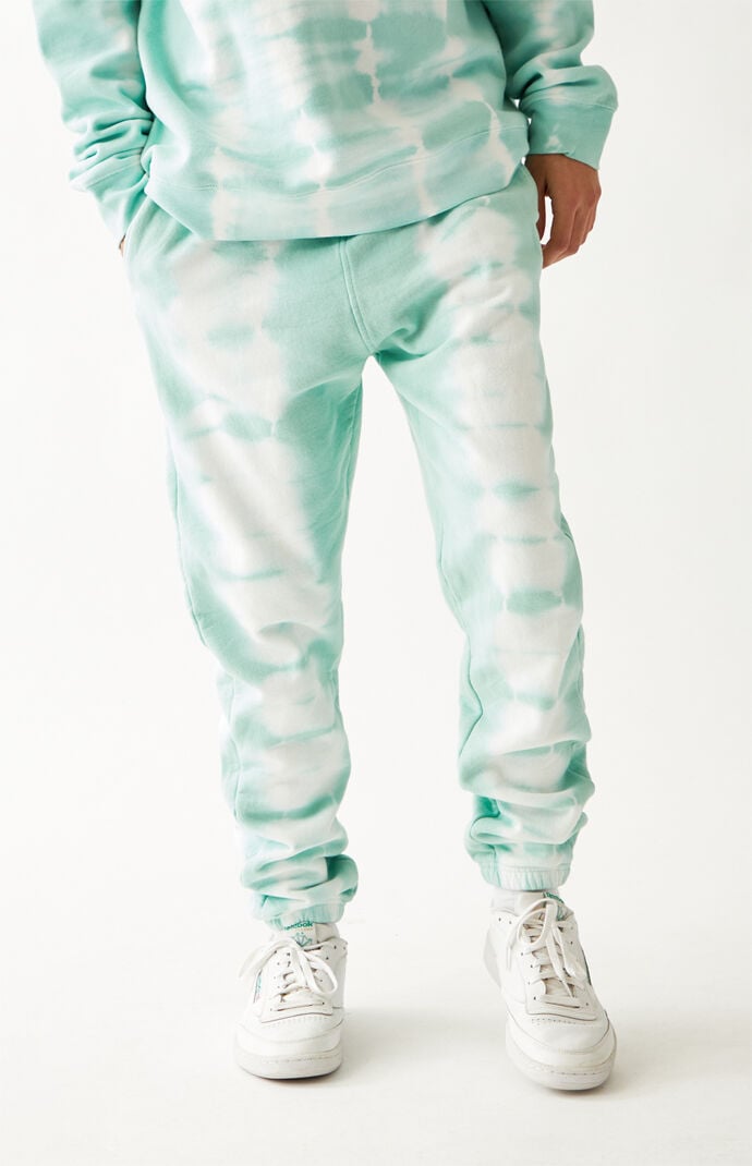 Green tie dye store joggers