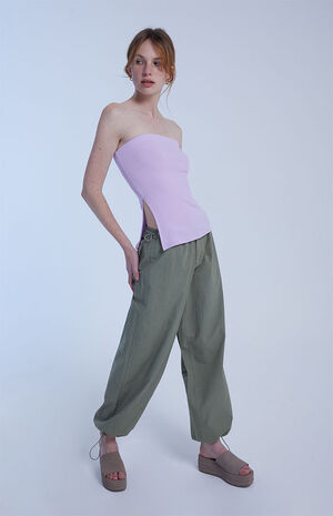 Strapless Side Slit Ribbed Top image number 1