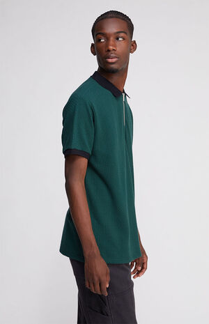 Green Zip Polo Shirt image number 3