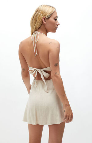 La Hearts O Ring Linen Halter Mini Dress Pacsun