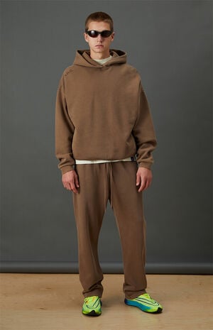 Brown Vintage Wash Heavyweight Fleece Hoodie image number 5