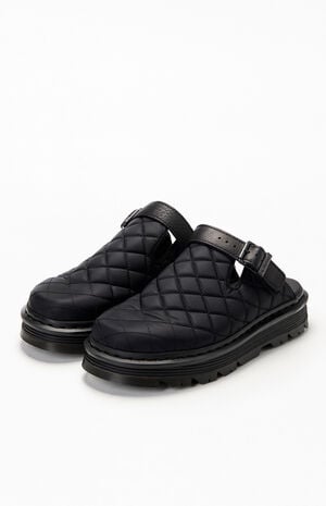 Black&nbsp;Zebzag&nbsp;Quilted Canvas&nbsp;Slingback Platform Mules image number 2