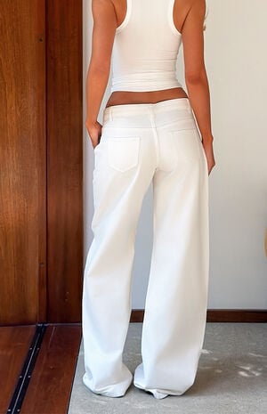 Maliya White Low Rise Barrel Jeans image number 2