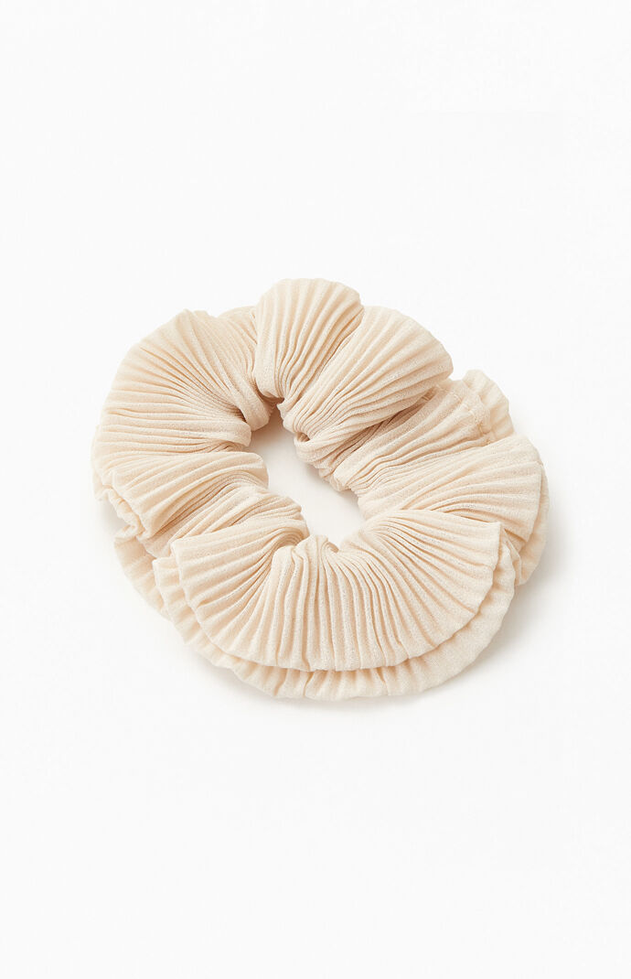 Cream Pleated Scrunchie